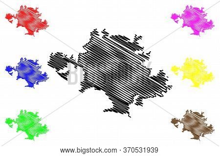 Sassari City (italian Republic, Italy, Sardinia) Map Vector Illustration, Scribble Sketch City Of Sa