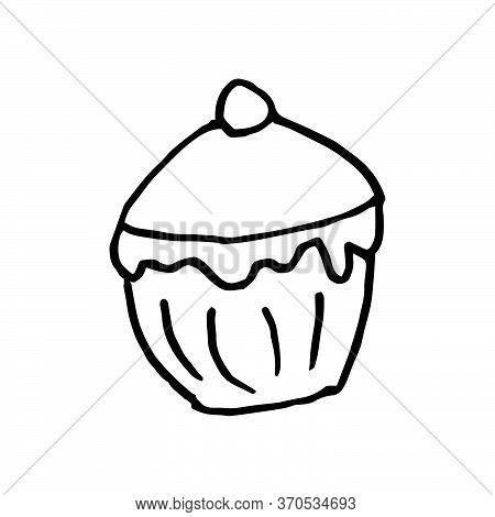 Isolated On White Background Sweets, Cake, Pastry, Stock Illustration, Vector, Hand Drawing, Design 