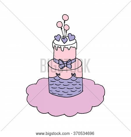 Isolated On White Background Sweets, Cake, Pastry, Stock Illustration, Vector, Hand Drawing,