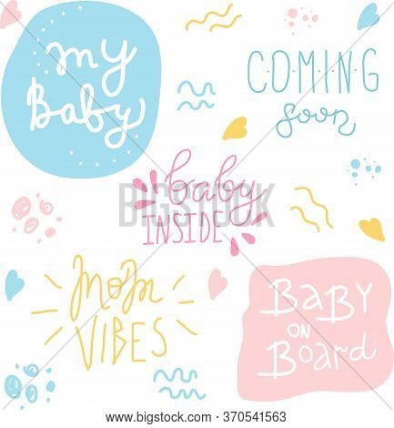 Pregnancy Announcements. My Baby, Coming Soon, Baby Inside. Lettering Photography Family Overlay Set