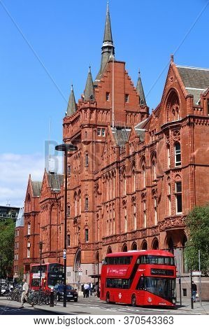 London, Uk - July 6, 2016: New Routemaster Bus In Holborn, London. The Hybrid Diesel-electric Bus Is