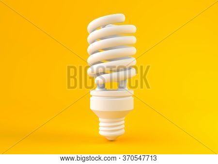 Energy Saving Fluorescent Lightbulb Isolated On Pastel Yellow Background. Minimal Crative Concept. 3