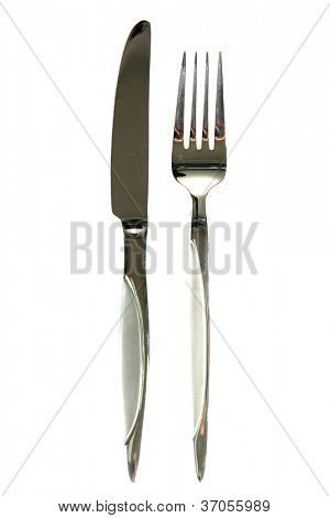 un set di coltello e forchetta isolata on white