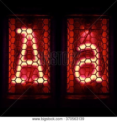 Nixie Tube Indicator Set Of Letters The Whole Alphabet. The Letter A .
