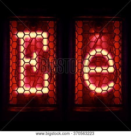 Nixie Tube Indicator Set Of Letters The Whole Alphabet. The Letter E .