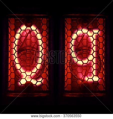 Nixie Tube Indicator Set Of Letters The Whole Alphabet. The Letter Q .