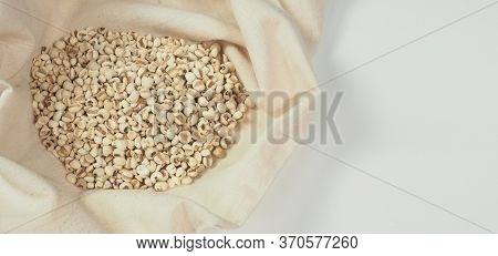 Job's Tears, Also Known As Adlay And Coix On  Calico And White Background. Popular In Asian Cultures