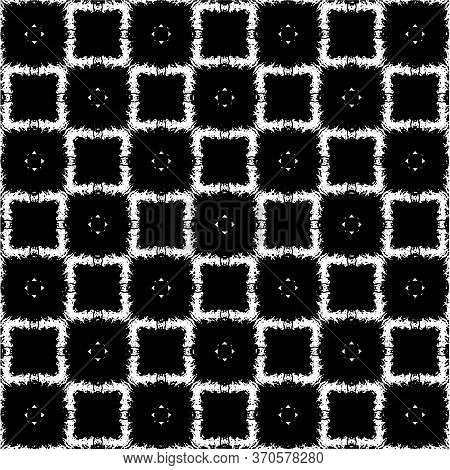 Abstract Geometric Pattern, Background. White Rectangles Over Black Background. Vector Illustration