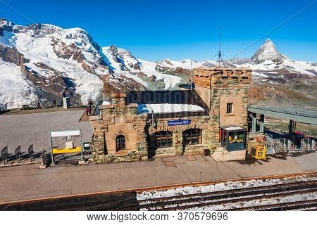 Gornergrat Observatory Station Near The Zermatt Town In The Valais Canton Of Switzerland