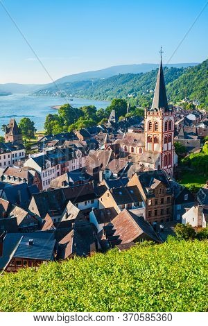 Bacharach Aerial Panoramic View. Bacharach Is A Small Town In Rhine Valley In Rhineland-palatinate, 