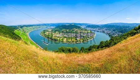 Boppard Town Aerial Panoramic View From Gedeonseck Viewpoint. Boppard Is The Town In The Rhine Valle