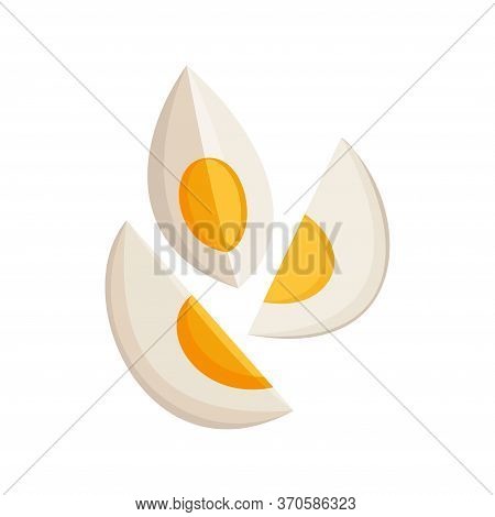 Boiled And Sliced Egg. Cartoon Egg Isolated On White Background. Egg Vector Healthy Organic Food Egg