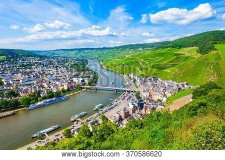 Bernkastel Kues Aerial Panoramic View. Bernkastel-kues Is A Well-known Winegrowing Centre On The Mos