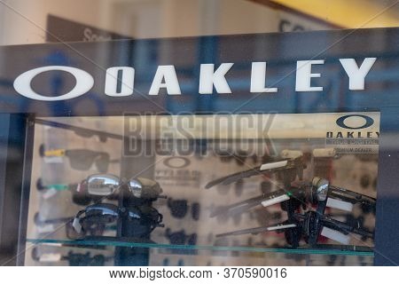 Bordeaux , Aquitaine/france - 05 05 2020 : Oakley Shop Brand Logo And Sign In Windows Store;