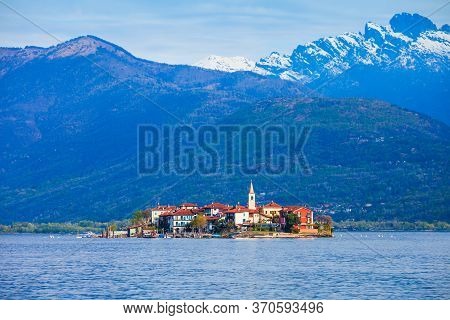 Isola Dei Pescatori Near The Stresa Town Panoramic View. Isola Dei Pescatori Or Fishermens Island Is
