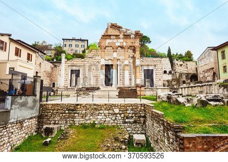 The Capitolium In The Roman Forum Is Located In The Centre Of Brescia City In North Italy