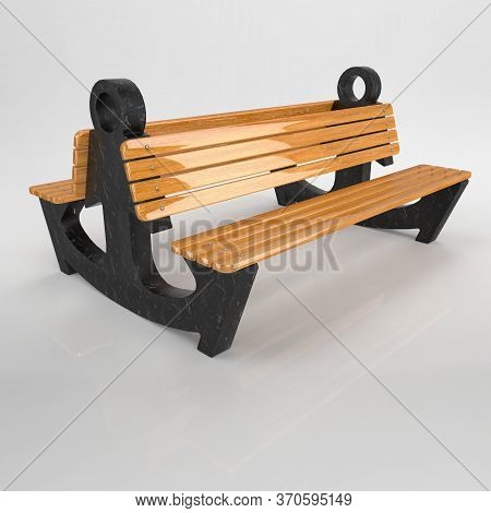 3d Image Park Bench Doppelbank Anker Black Matte Marble