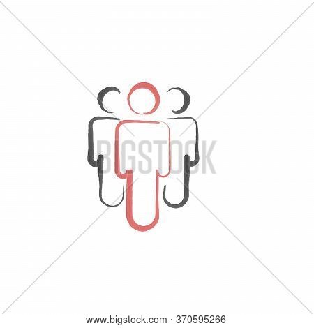 Crowd Of Party People With Watercolour Effect Linear Design. Community Team Concept Icon. Stock Vect