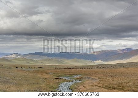 Mongolia Landscape. Altai Tavan Bogd National Park In Bayar-ulgii