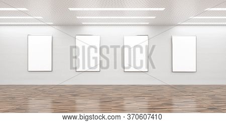Big White Bright Loft Room Architecture Render 3d Illustration With Shiny Wooden Floor And White Tex