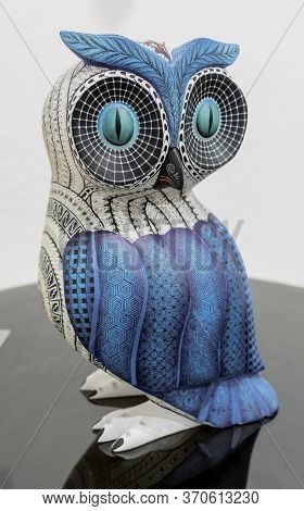 Sant Matin Ticajete, Mexico - 2019-11-26 - Elaborate Owl Wooden Alebrije.