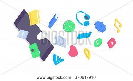 Isometric Mobile App Flat Application Design User Digital Interface Device Icon Smartphone Content V