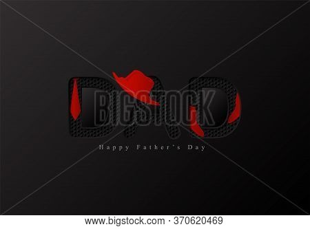 Happy Father's Day Greeting Card Of White 3d Paper Cut Style.