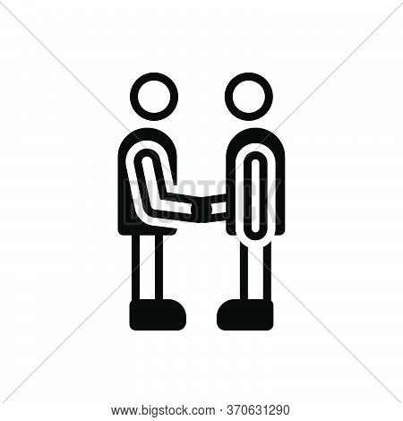 Black Solid Icon For Partner Fellow Companion Friend Buddy Dost Handshake