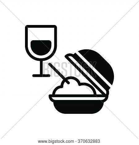 Black Solid Icon For Meal Food Edible Eatable Comestible Pabulary Glass