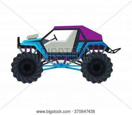 Monster Truck Vehicle, Car With Large Tires, Heavy Professional Transport Vector Illustration