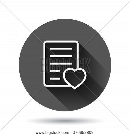 Wishlist Icon In Flat Style. Like Document Vector Illustration On Black Round Background With Long S