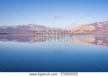 The Saline Lake Is The Other Side Of The Dry Death Valley National Park. Saline Valley, A Group Of B