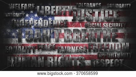 I Can't Breathe Text Over Grunge Flag Of United States Of America 3D Illustration