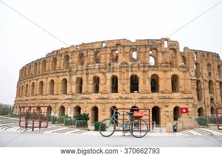 El Djem, Tunisia - February 03, 2009: Photo Of Arena Of The Ancient Roman El Jem Amphitheater.