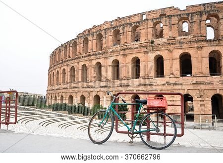 El Djem, Tunisia - February 03, 2009: Photo Of Arena Of The Ancient Roman El Jem Amphitheater.