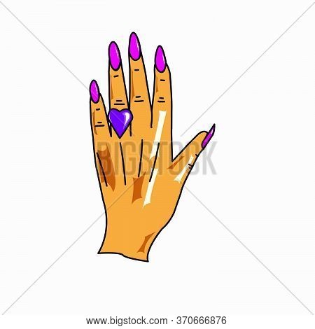 Woman's Hand With A Ring, Drawing, Vector, Isolate, Sticker