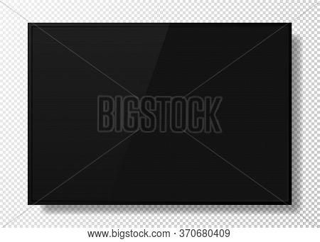 Realistic Tv Screen On Transparent Background. Modern Stylish Panel. Large Tv Monitor Display Mockup