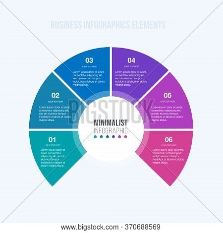 Circle Chart Infographic Template With 6 Options For Presentations, Advertising, Layouts, Annual Rep