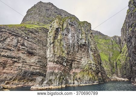 Vestmanna Stunning Bird Cliffs And Atlantic Ocean, The Elephant. Faroe Islands.