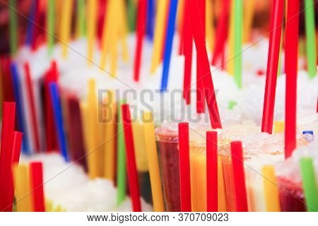 Many Tasty Fruit Smoothies At The Market Healthy Summer Natural Refreshing Dessert