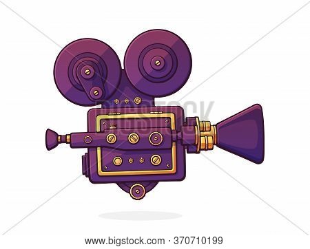 Retro Cinema Projector. Vintage Film Camera. Old Fashioned Movie Camera. Symbol Of The Film Industry