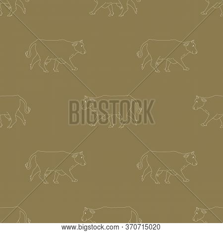 Seamless Bacaground Cow Livestock Gender Neutral Baby Pattern. Simple Whimsical Minimal Earthy 2 Ton
