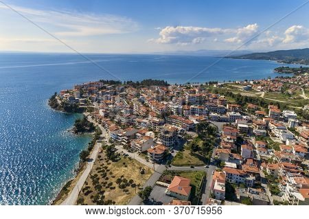 Aerial View Of Neos Marmaras On The Sithonia Peninsula, In The Chalkidiki , Greece
