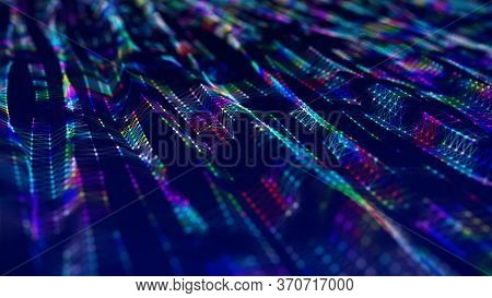 3d Illustration Dna. Abstract Digital Connection Dots And Lines. Dna Structure. Data Technology Back