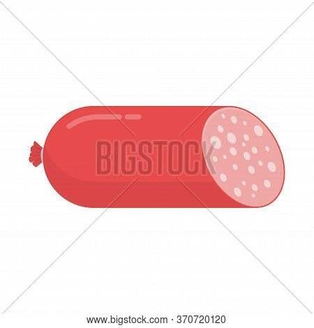 Sausage Mortadella Isolated On White Background. Vector Illustration