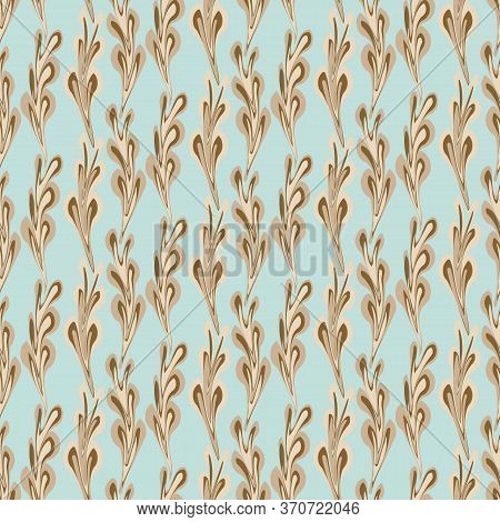 Marbled Paper Seamless Vector Pattern In Mint And Brown. Traditional Dyeing Technique Inspired Surfa