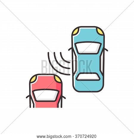 Blind Spot Monitoring System Rgb Color Icon. Safe Driving And Car Security, Modern Traffic Safety. S