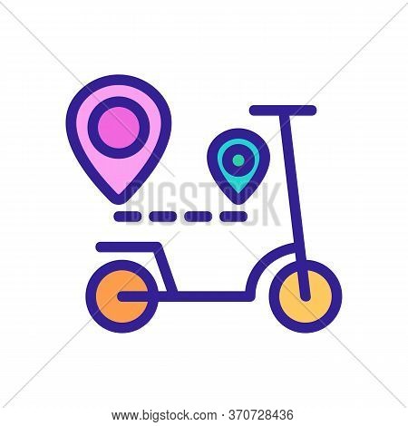 Scooter Gps Mark Way Direction Icon Vector. Scooter Gps Mark Way Direction Sign. Isolated Color Symb