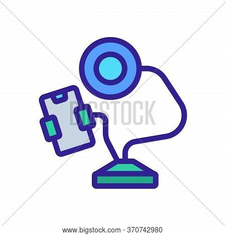 Equipment With Phone Holder And Lamp Icon Vector. Equipment With Phone Holder And Lamp Sign. Isolate