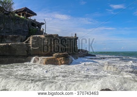 Beautiful Tanah Lot Temple In Bali Indonesia Epic Scene - Nature And Architecture Background. Pilgri